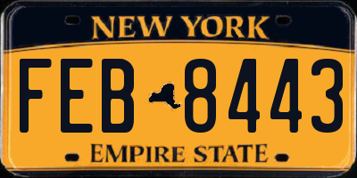 NY license plate FEB8443