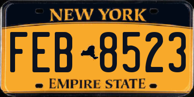 NY license plate FEB8523