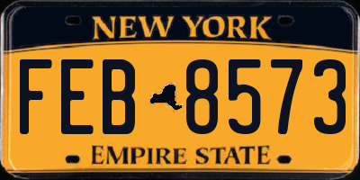 NY license plate FEB8573
