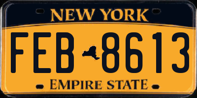 NY license plate FEB8613