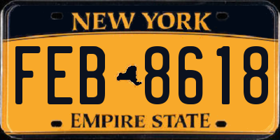 NY license plate FEB8618