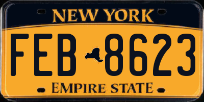 NY license plate FEB8623