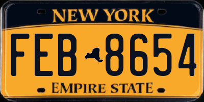 NY license plate FEB8654