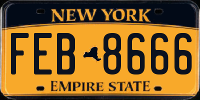 NY license plate FEB8666