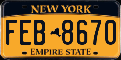 NY license plate FEB8670