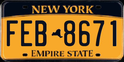 NY license plate FEB8671