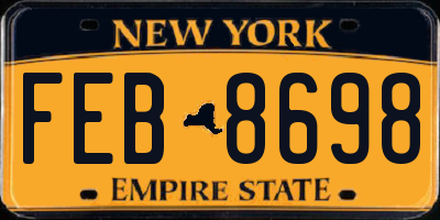 NY license plate FEB8698