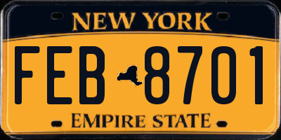 NY license plate FEB8701