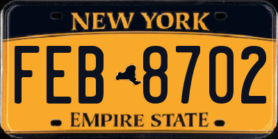 NY license plate FEB8702