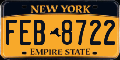 NY license plate FEB8722