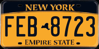 NY license plate FEB8723