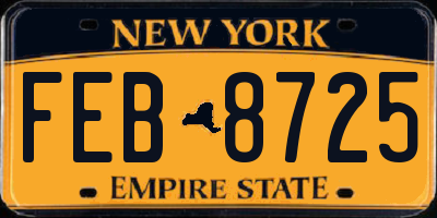 NY license plate FEB8725