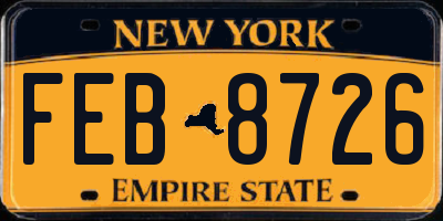 NY license plate FEB8726