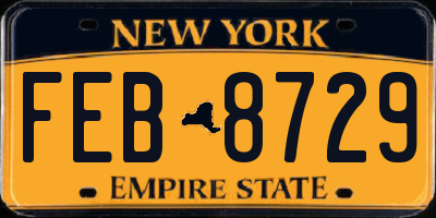NY license plate FEB8729