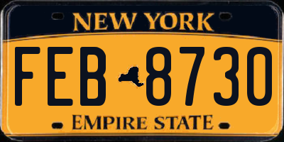 NY license plate FEB8730