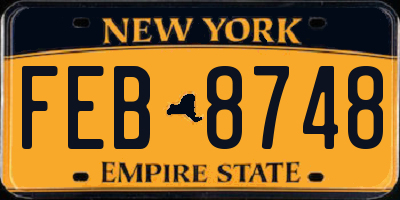 NY license plate FEB8748