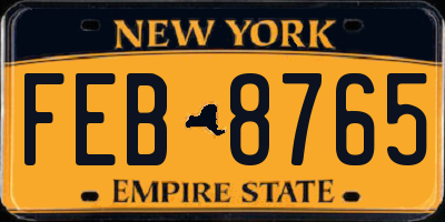 NY license plate FEB8765
