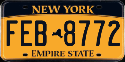 NY license plate FEB8772