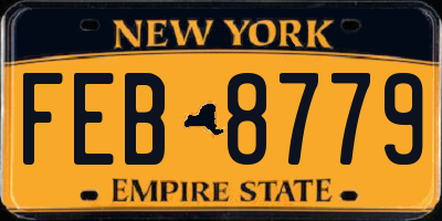 NY license plate FEB8779