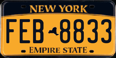 NY license plate FEB8833
