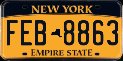 NY license plate FEB8863