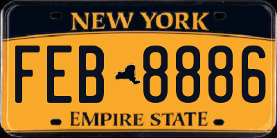 NY license plate FEB8886
