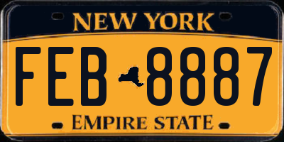 NY license plate FEB8887