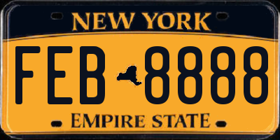 NY license plate FEB8888