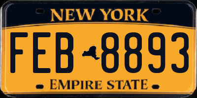 NY license plate FEB8893