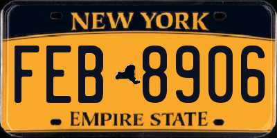 NY license plate FEB8906