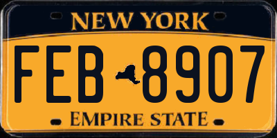 NY license plate FEB8907
