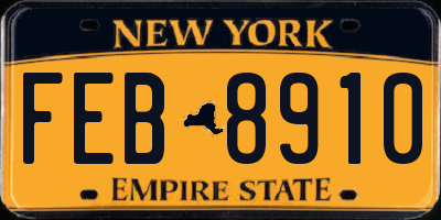 NY license plate FEB8910