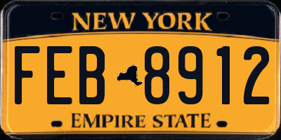NY license plate FEB8912