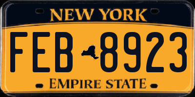 NY license plate FEB8923