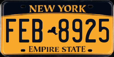 NY license plate FEB8925