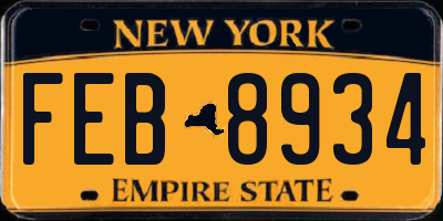 NY license plate FEB8934