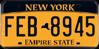 NY license plate FEB8945