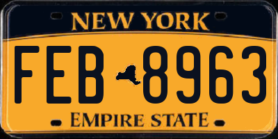 NY license plate FEB8963
