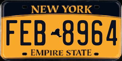NY license plate FEB8964