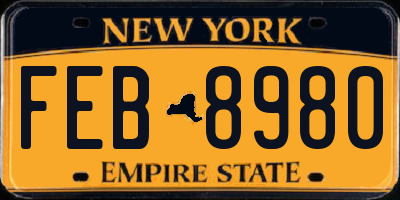 NY license plate FEB8980