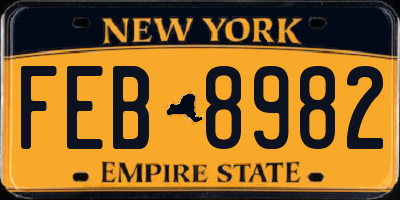 NY license plate FEB8982