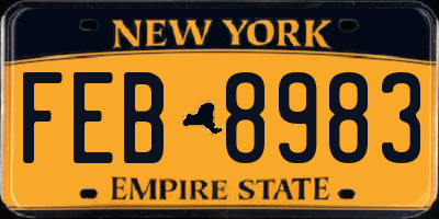 NY license plate FEB8983