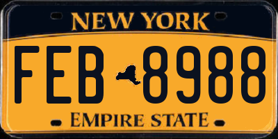 NY license plate FEB8988