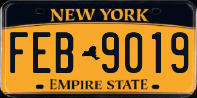 NY license plate FEB9019