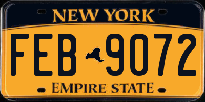 NY license plate FEB9072
