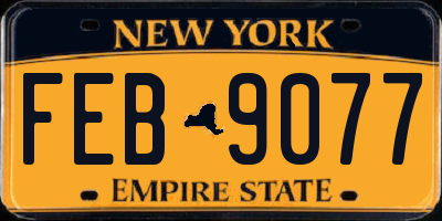 NY license plate FEB9077