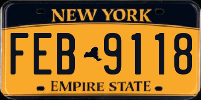 NY license plate FEB9118
