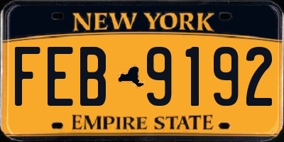 NY license plate FEB9192