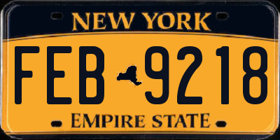 NY license plate FEB9218