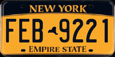 NY license plate FEB9221